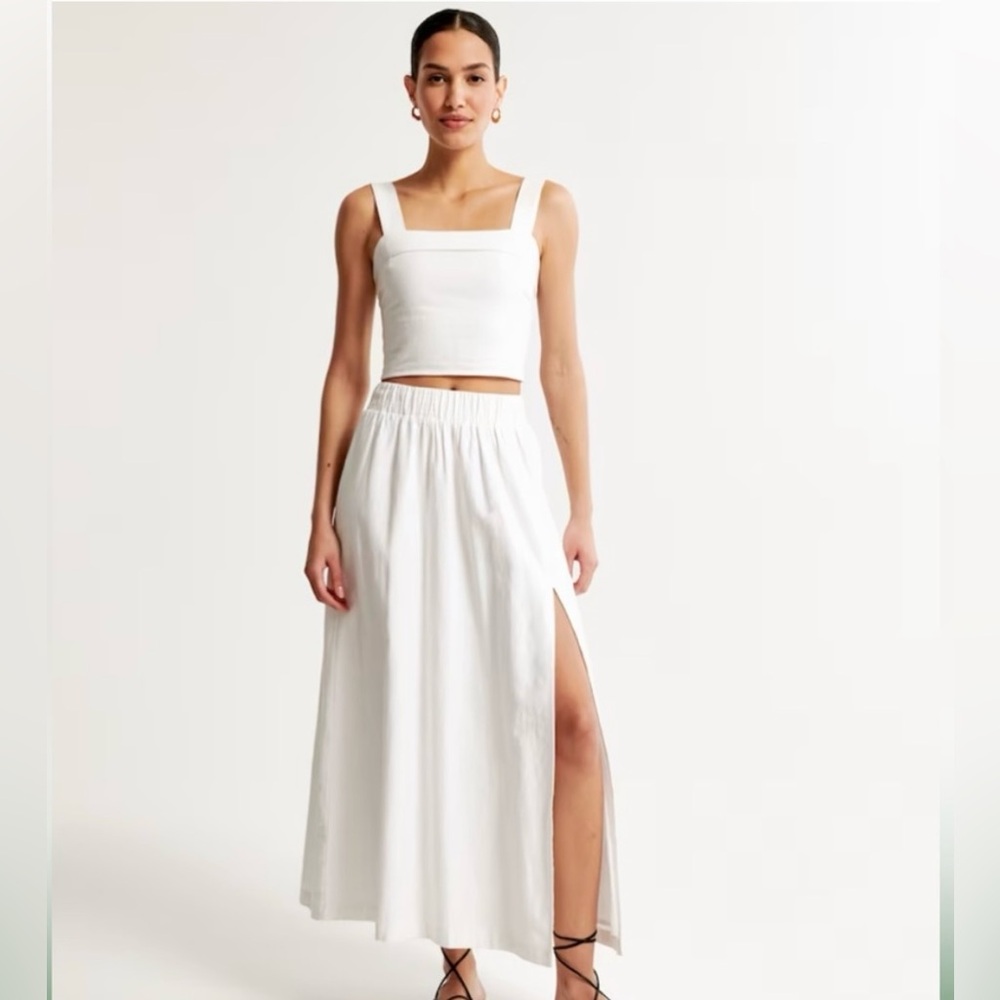 Abercrombie & Fitch White Linen Maxi Skirt